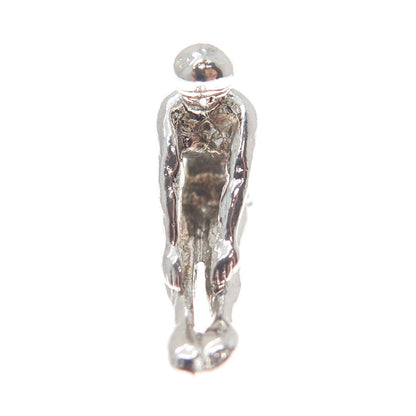 SPENCER 925 Sterling Silver Antique Art Deco Diver Minimalist 3D Charm Pendant