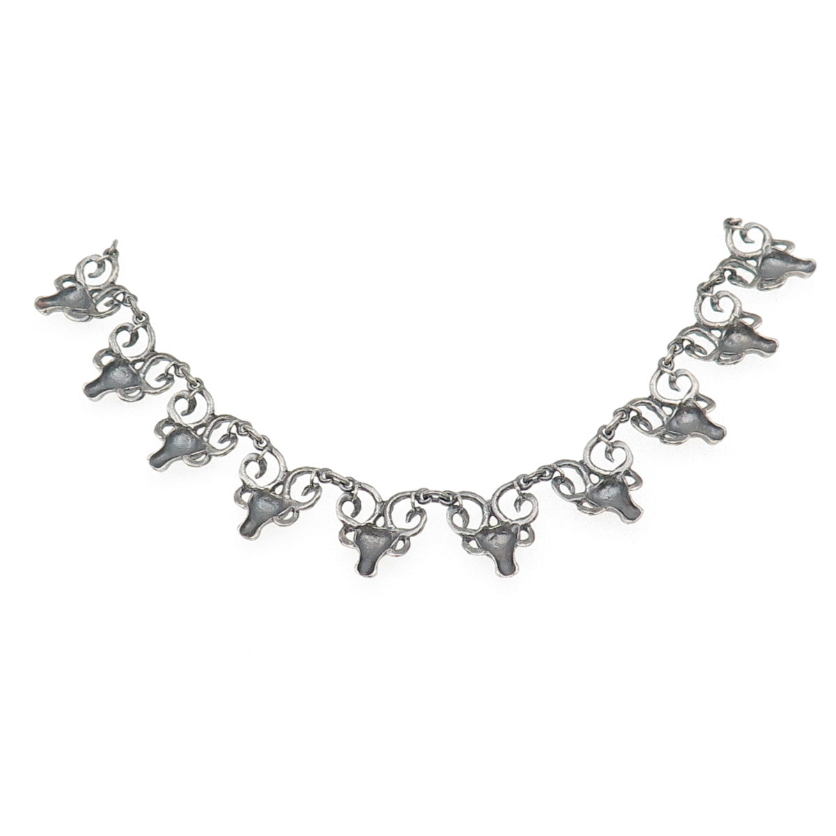 925 Sterling Silver Vintage Aries Zodiac Oxidized Centerpiece Necklace Part 8.5"