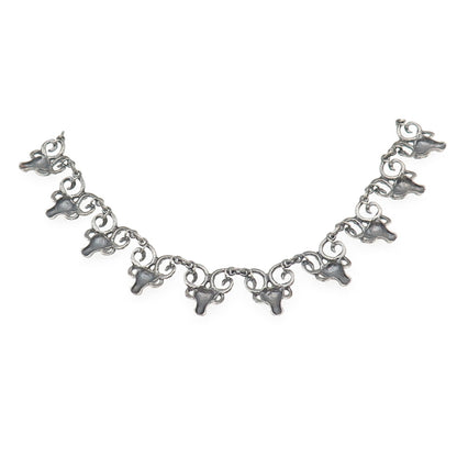 925 Sterling Silver Vintage Aries Zodiac Oxidized Centerpiece Necklace Part 8.5"
