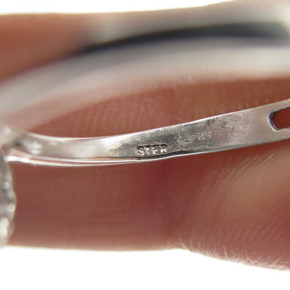 925 Sterling Silver Round-Cut Shaped C Z Bypass Ring Size 7.75