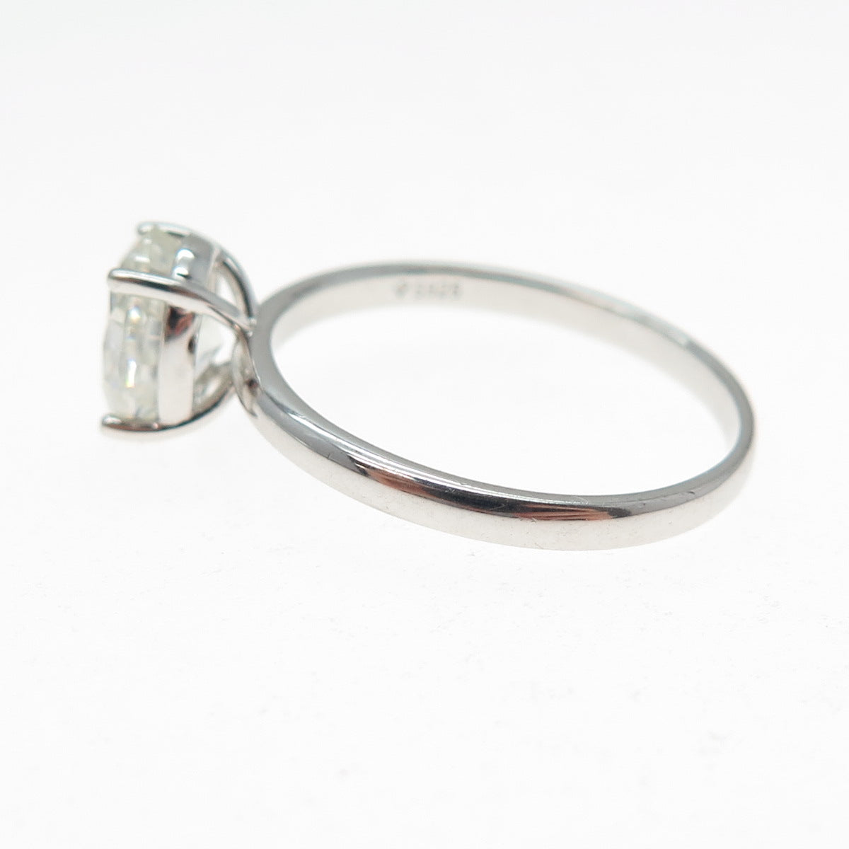 925 Sterling Silver Real Oval-Cut Moissanite Engagement Ring Size 10