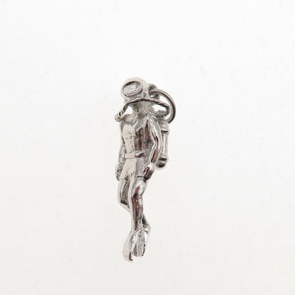 925 Sterling Silver Vintage Scuba Diver 3D Charm Pendant