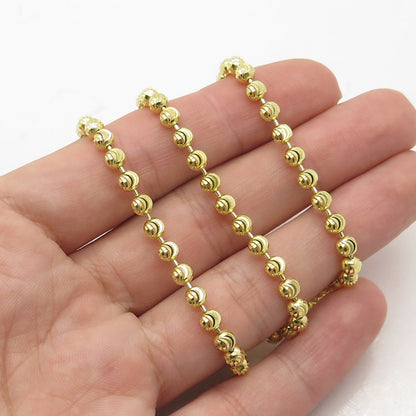 925 Sterling Silver Gold Plated Bead Chain Necklace 18"