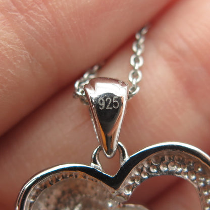 925 Sterling Silver Round-Cut C Z Love Dolphin Heart Cable Chain Necklace 16"