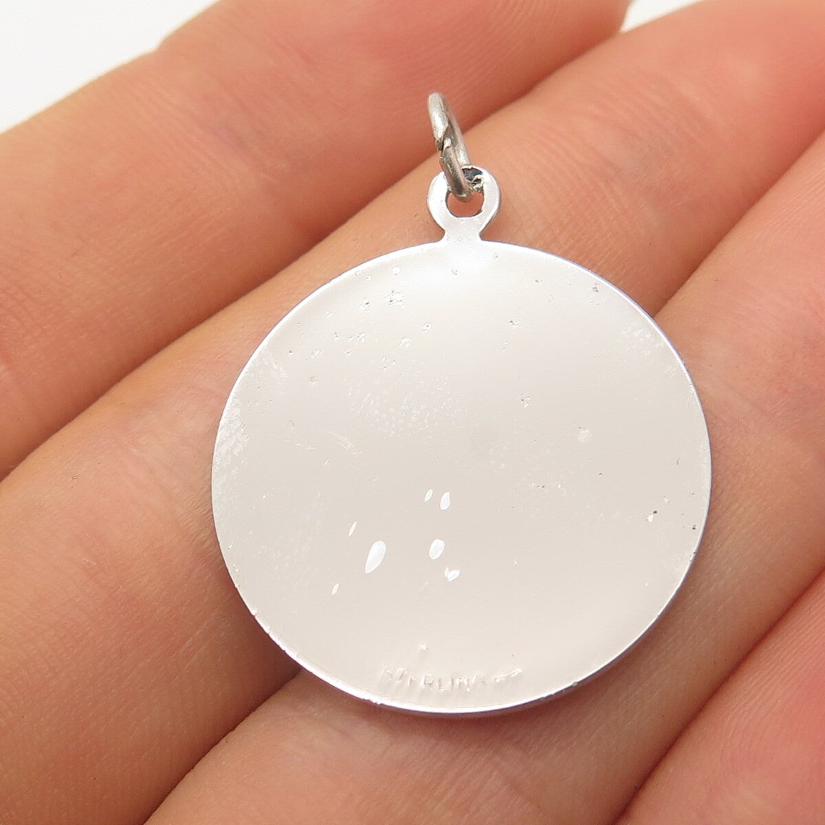 925 Sterling Silver Vintage Man Profile Round Pendant