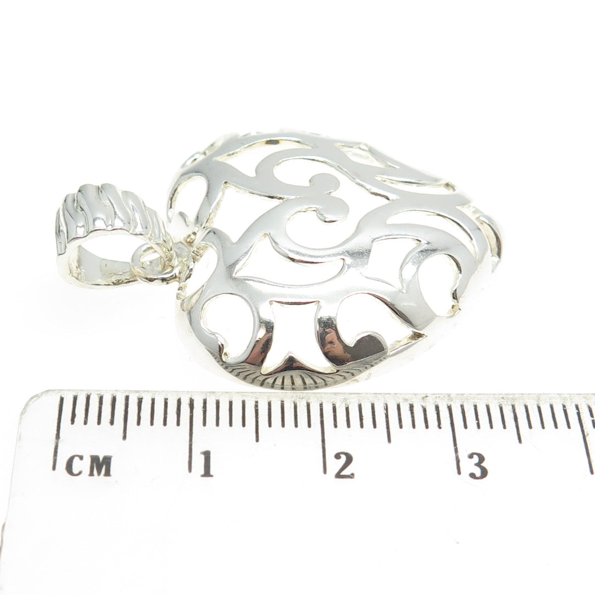 MILOR 925 Sterling Silver Vintage Italy Ornate Heart Pendant