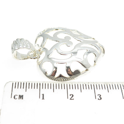 MILOR 925 Sterling Silver Vintage Italy Ornate Heart Pendant