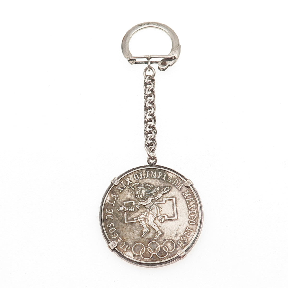 925 Sterling 720 Silver Coin Vintage 1968 Mexico 25 Pesos Olympic Games Key Fob