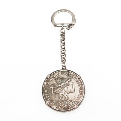 925 Sterling 720 Silver Coin Vintage 1968 Mexico 25 Pesos Olympic Games Key Fob