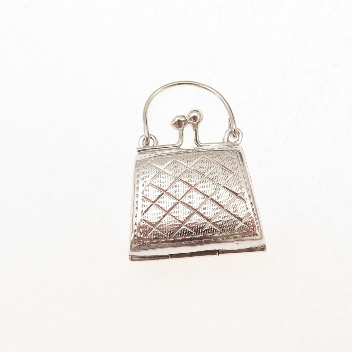 925 Sterling Silver Vintage Ladies Purse Oxidized Locket Box Charm Pendant
