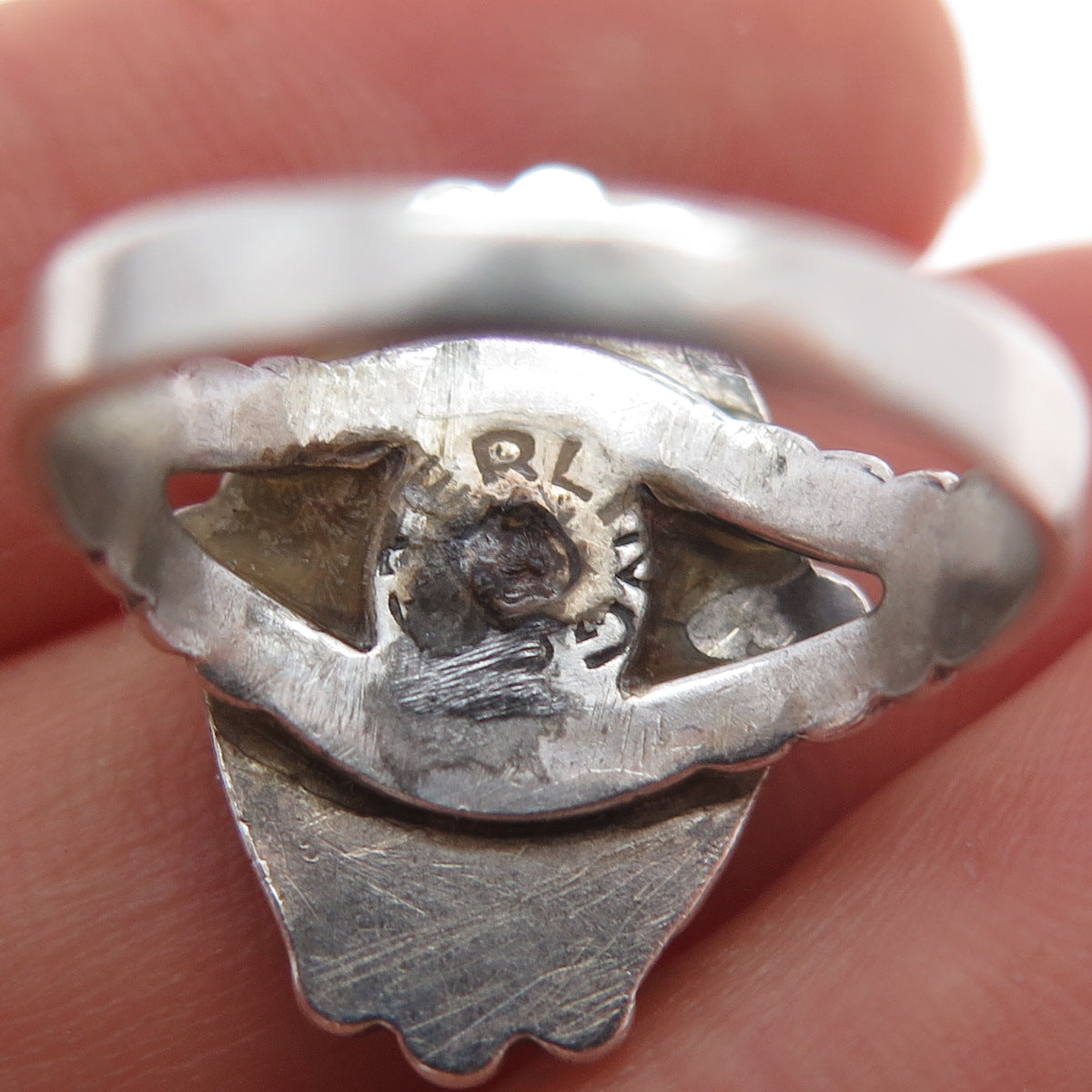 Old Pawn 925 Sterling Silver Vintage Southwestern Turquoise Tribal Ring Size 6