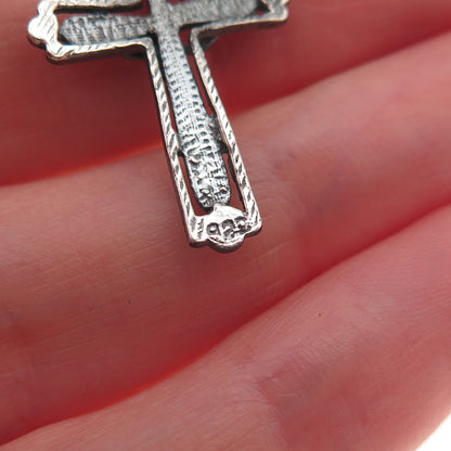 925 Sterling Silver Vintage Crucifix Cross Oxidized Charm Pendant