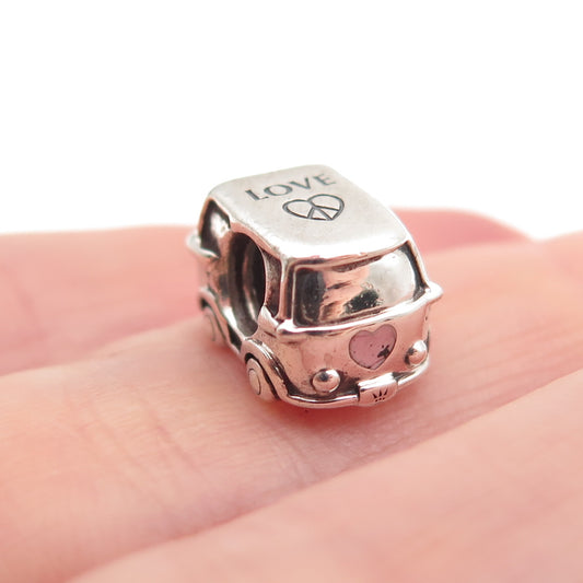 Pandora 925 Sterling Silver Love & Peace Camper Van Slide Bead Charm