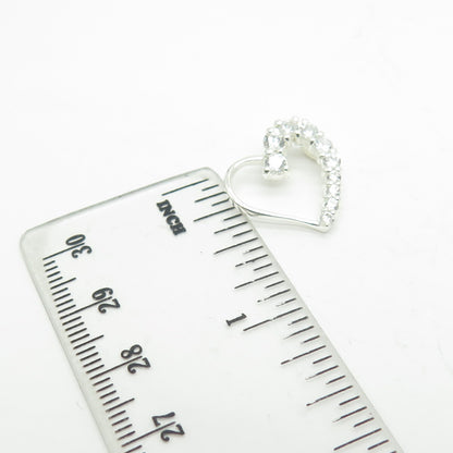 HAN 925 Sterling Silver C Z Open Heart Slide Pendant