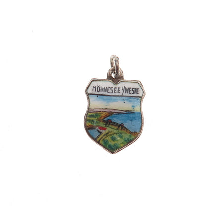Fritz Reu & Co. 800 Silver Vintage Enamel Mohne Reservoir Mini Charm Pendant