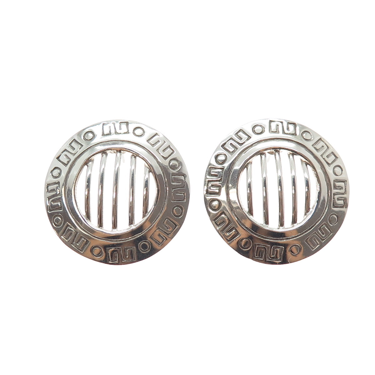 925 Sterling Silver Vintage Mexico Modernist Disc Earrings