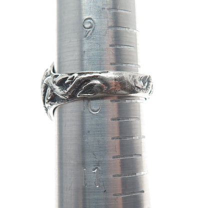 925 Sterling Silver Vintage Real Black Onyx Dragon Oxidized Ring Size 10