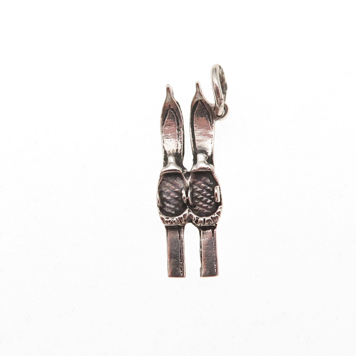 800 Silver Antique Art Deco Skis Oxidized Charm Pendant