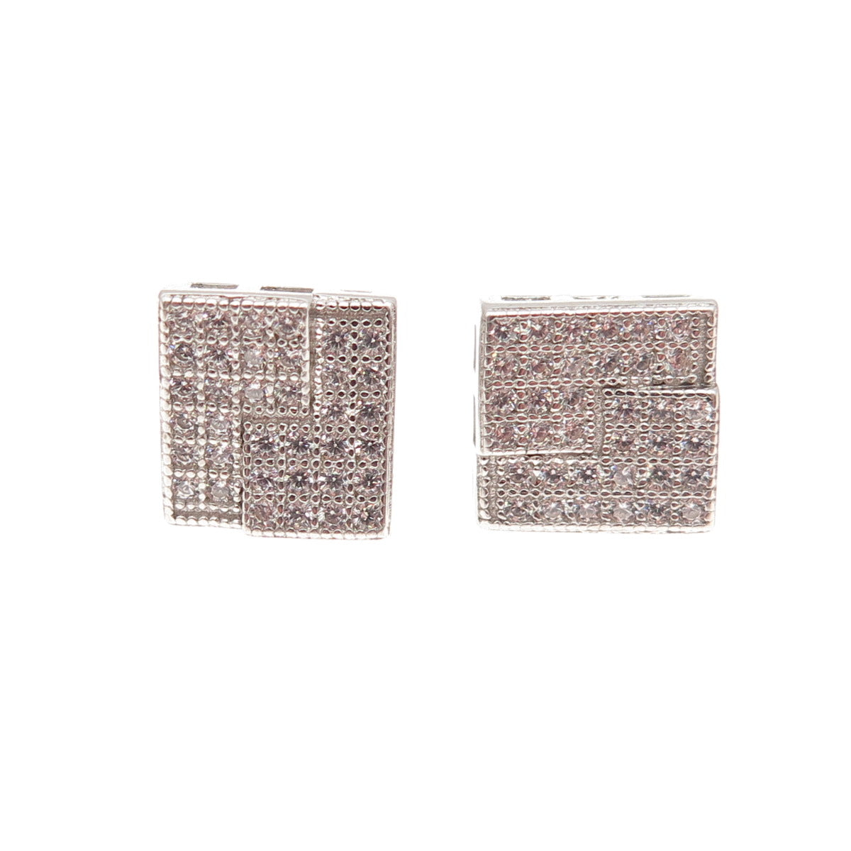 925 Sterling Silver Round-Cut C Z Stud Earrings