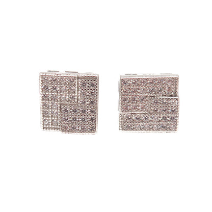 925 Sterling Silver Round-Cut C Z Stud Earrings