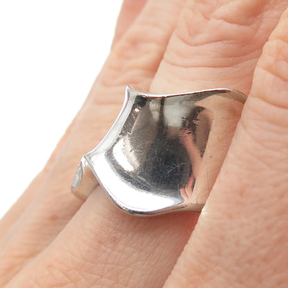 925 Sterling Silver Vintage Italy Modernist Wavy Ring Size 7
