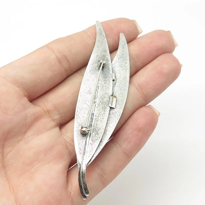 925 Sterling Silver Vintage Beau Leaf Floral Pin Brooch