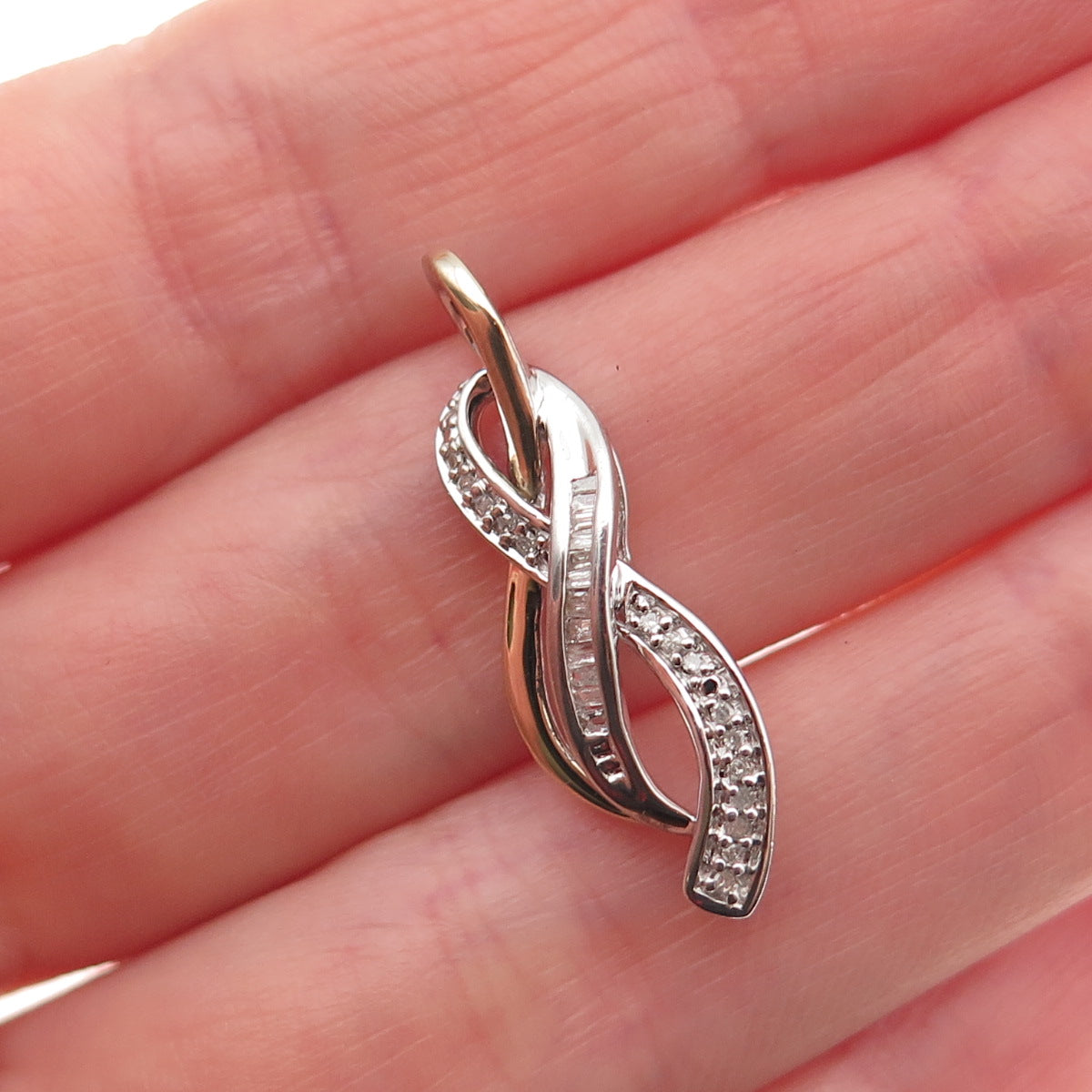 Sun 925 Sterling Silver 14K Gold Real Diamond Infinity Charm Pendant