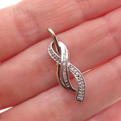 Sun 925 Sterling Silver 14K Gold Real Diamond Infinity Charm Pendant