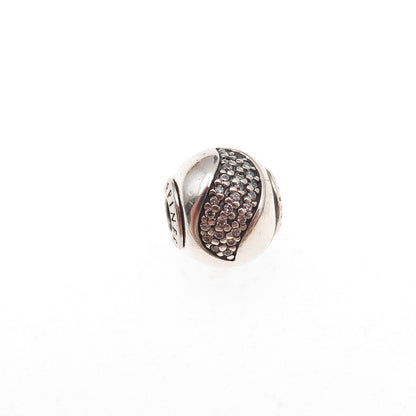 Pandora 925 Sterling Silver C Z Essence Happiness Slide Bead Charm