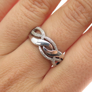 925 Sterling Silver Vintage Braided Ring Size 8