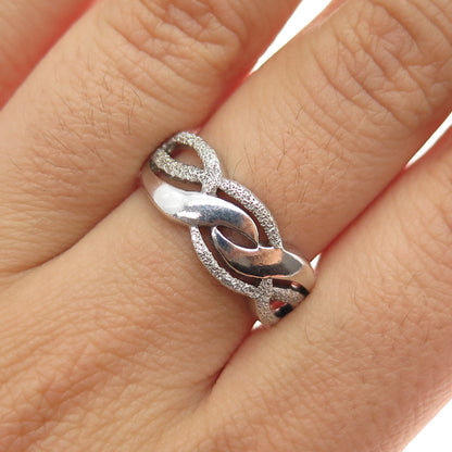925 Sterling Silver Vintage Braided Ring Size 8