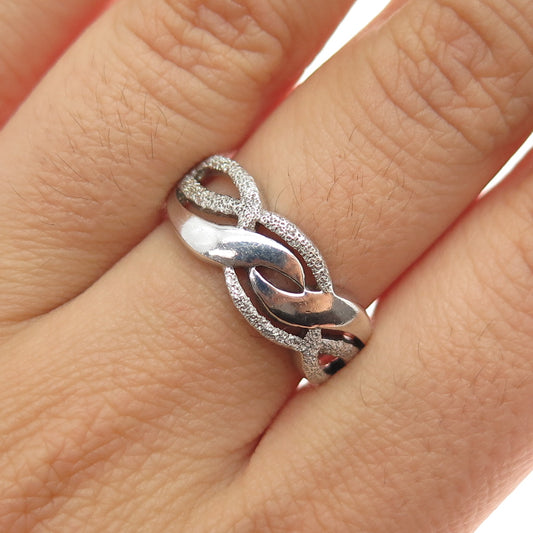 925 Sterling Silver Vintage Braided Ring Size 8