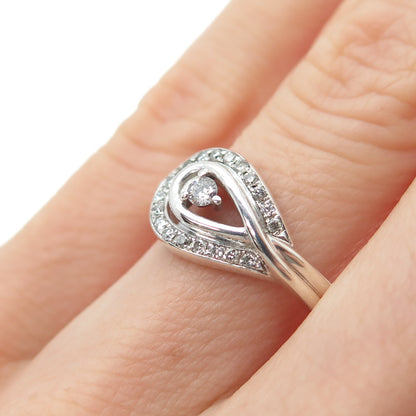 KS KENDRA SCOTT Sterling Silver Real Round-Cut Diamond Hook & Eye Ring Size 5.75