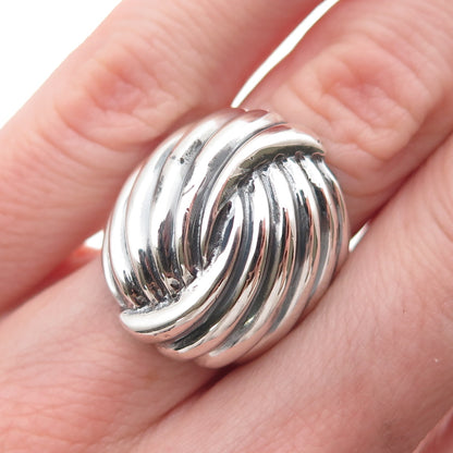 925 Sterling Silver Vintage Modernist Yin Yang Oxidized Ring Size 5