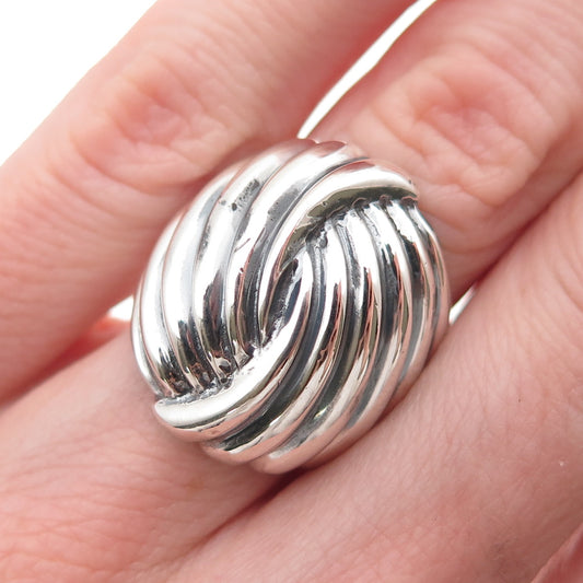 925 Sterling Silver Vintage Modernist Yin Yang Oxidized Ring Size 5