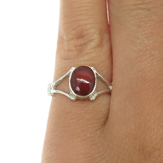 925 Sterling Silver Vintage Southwestern Real Carnelian Ring Size 4.75