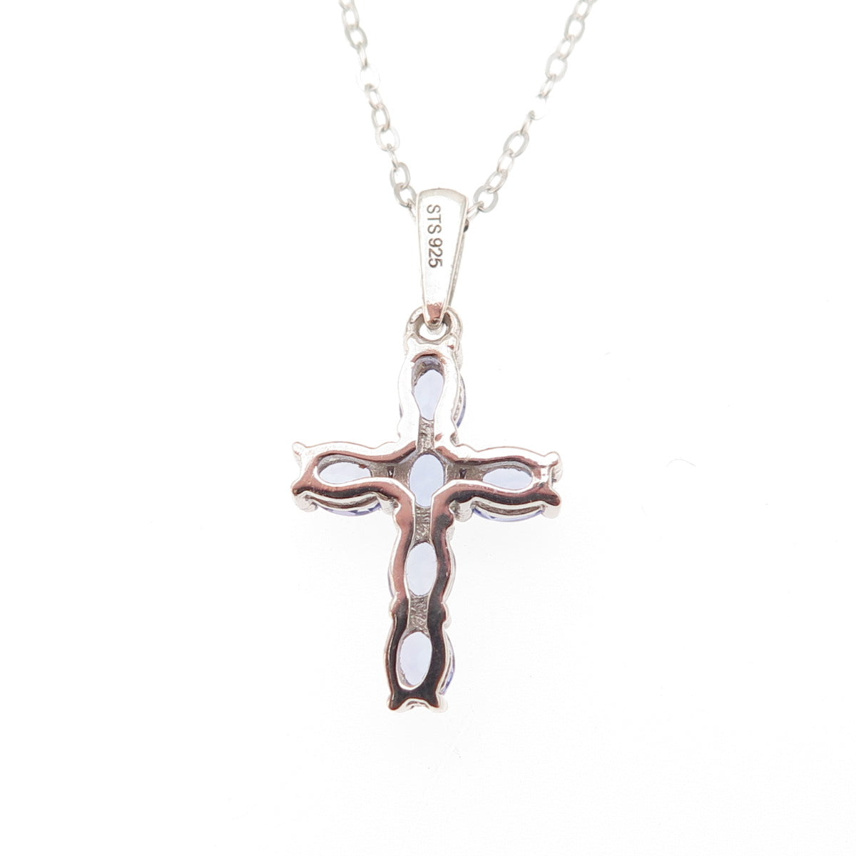 Chuck Clemency 925 Sterling Silver Real Tanzanite Cross Cable Chain Necklace 20"