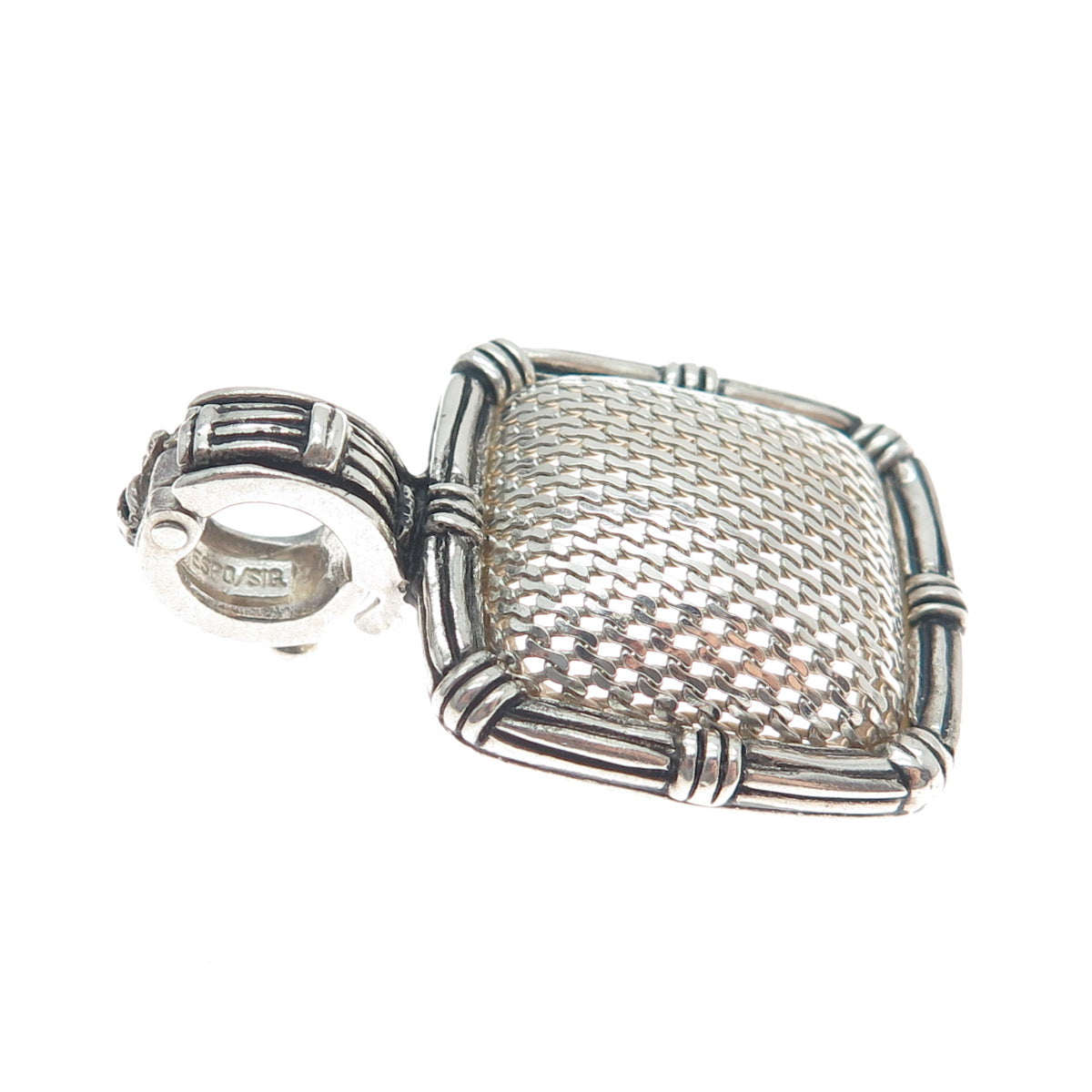 ESPO SIG Joseph Esposito 925 Sterling Silver Vintage Mesh Dome Oxidized Pendant