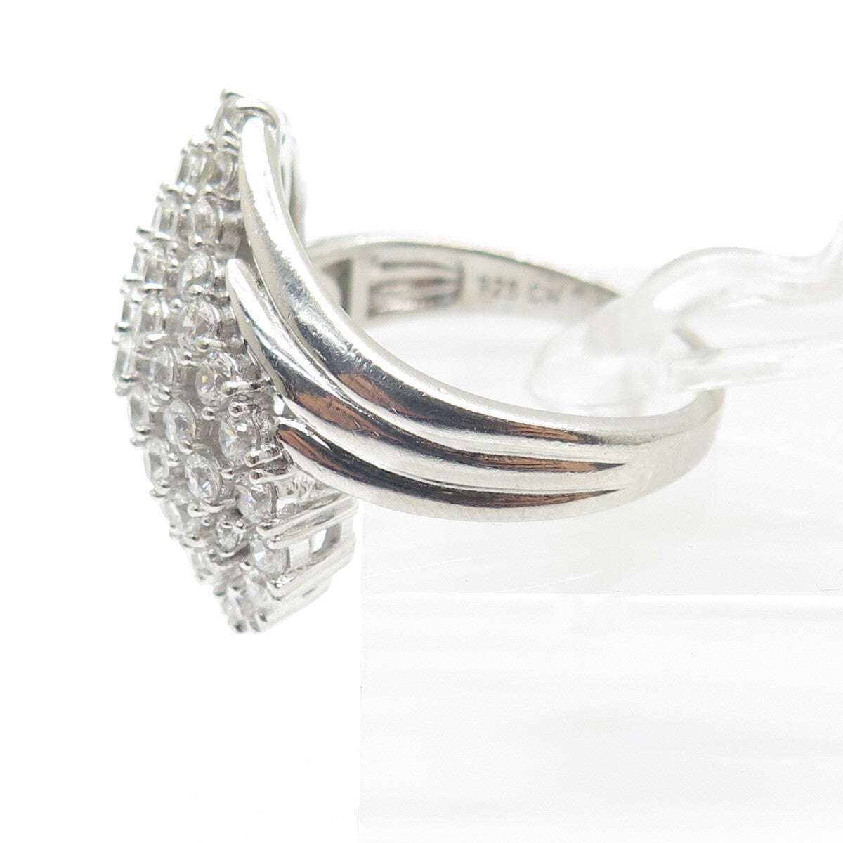 925 Sterling Silver Round-Cut C Z Bypass Ring Size 10