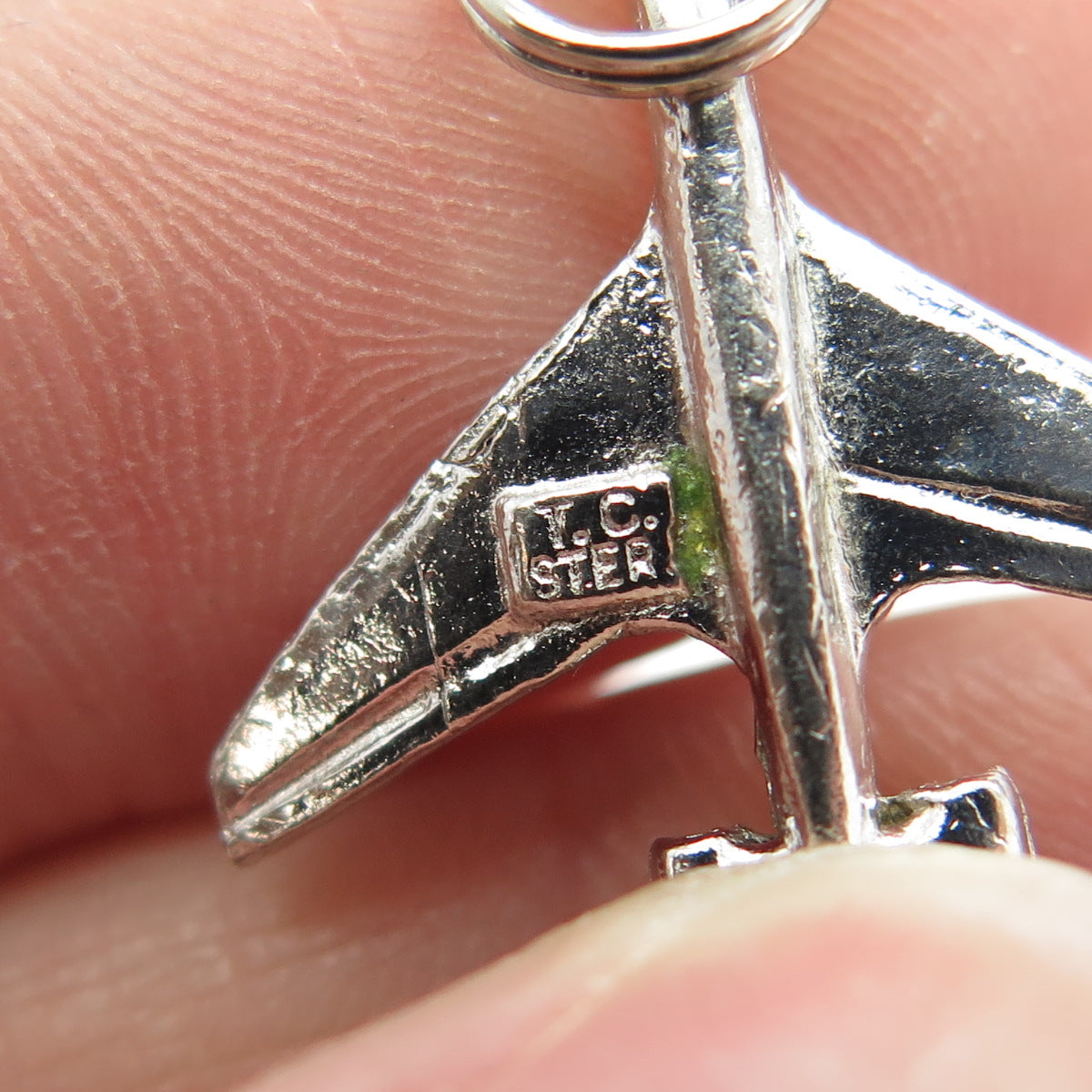 925 Sterling Silver Vintage Airplane Pendant