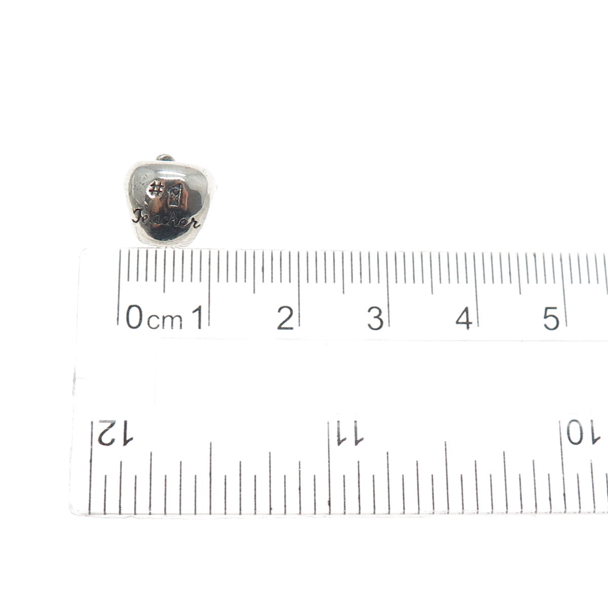 REFLECTION BEADS 925 Sterling Silver C Z #1 Teacher Apple Slide Bead Charm