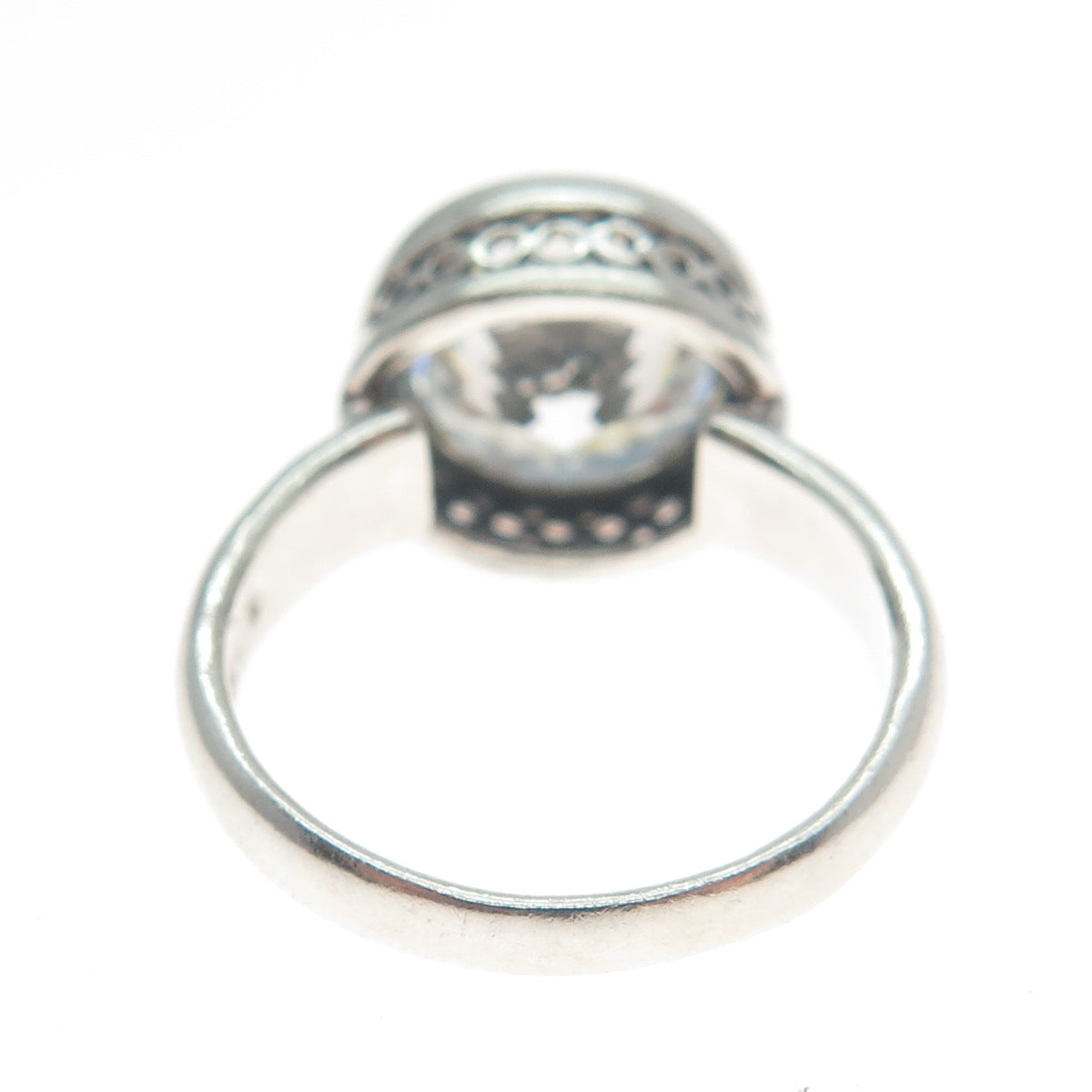 925 Sterling Silver Round-Cut Shaped C Z Engagement Ring Size 8.75