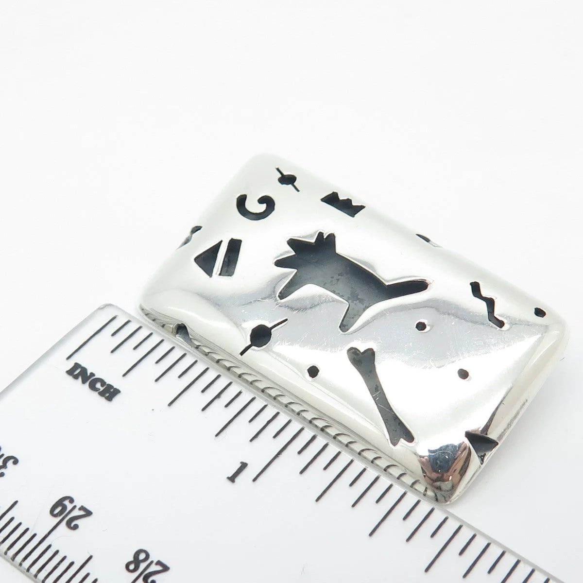 925 Sterling Silver Vintage Mexico ANNI Cutout Dog & Bone Pin Brooch