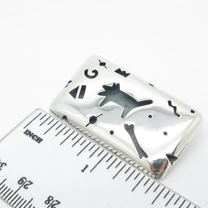 925 Sterling Silver Vintage Mexico ANNI Cutout Dog & Bone Pin Brooch