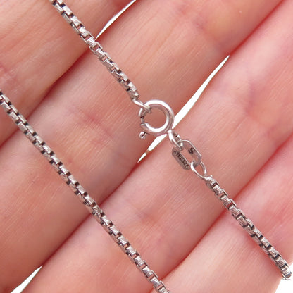 925 Sterling Silver Vintage Italy Round Box Chain Necklace 18"