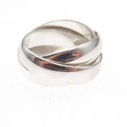 Pranda 925 Sterling Silver Vintage Interlocked Trinity Band Ring Size 7