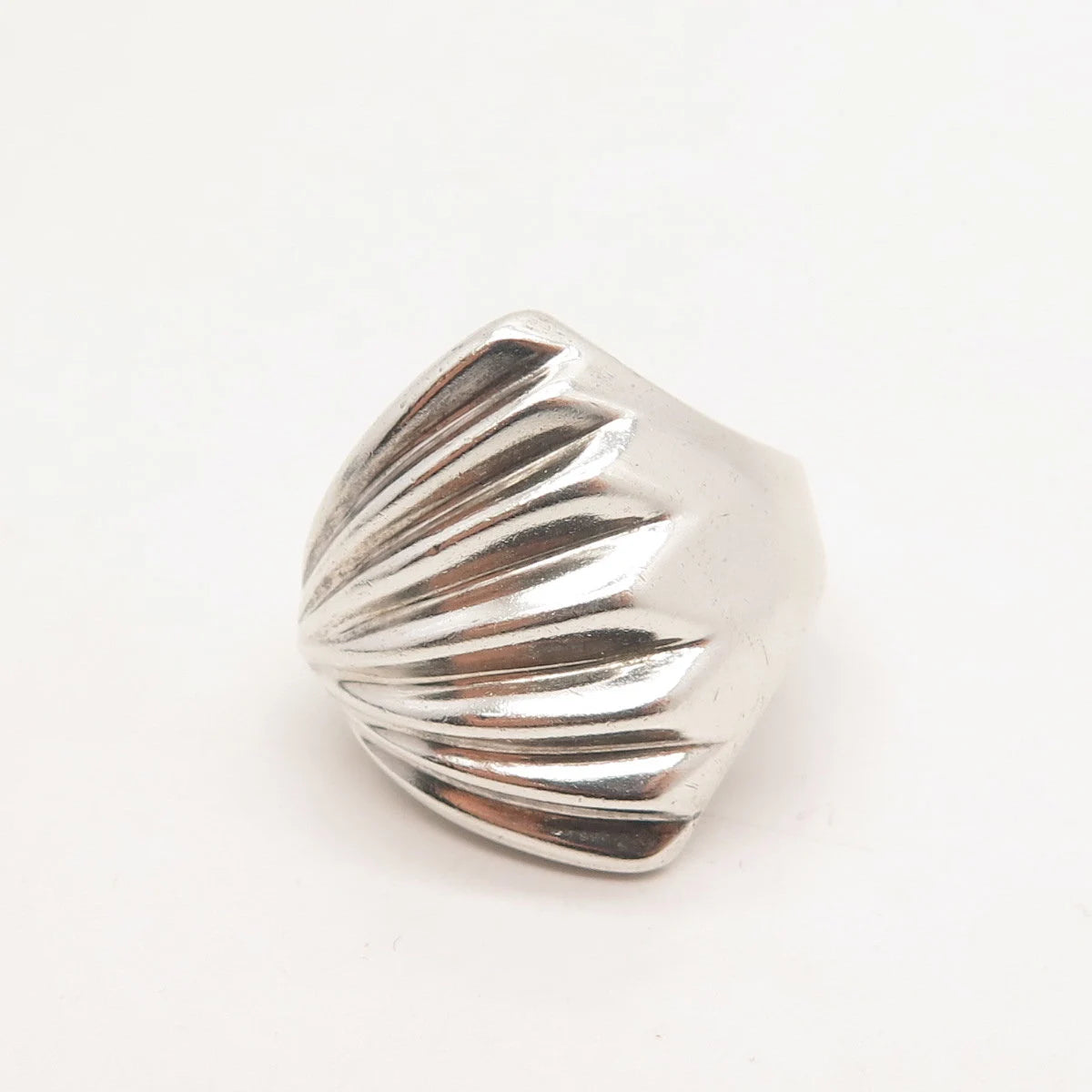 925 Sterling Silver Vintage Ribbed Wide Ring Size 6