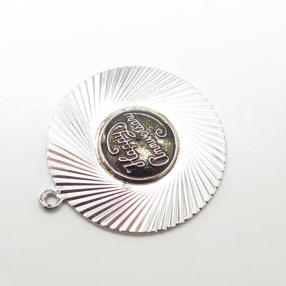 925 Sterling Silver Vintage "Happy Anniversary" Ribbed Pendant