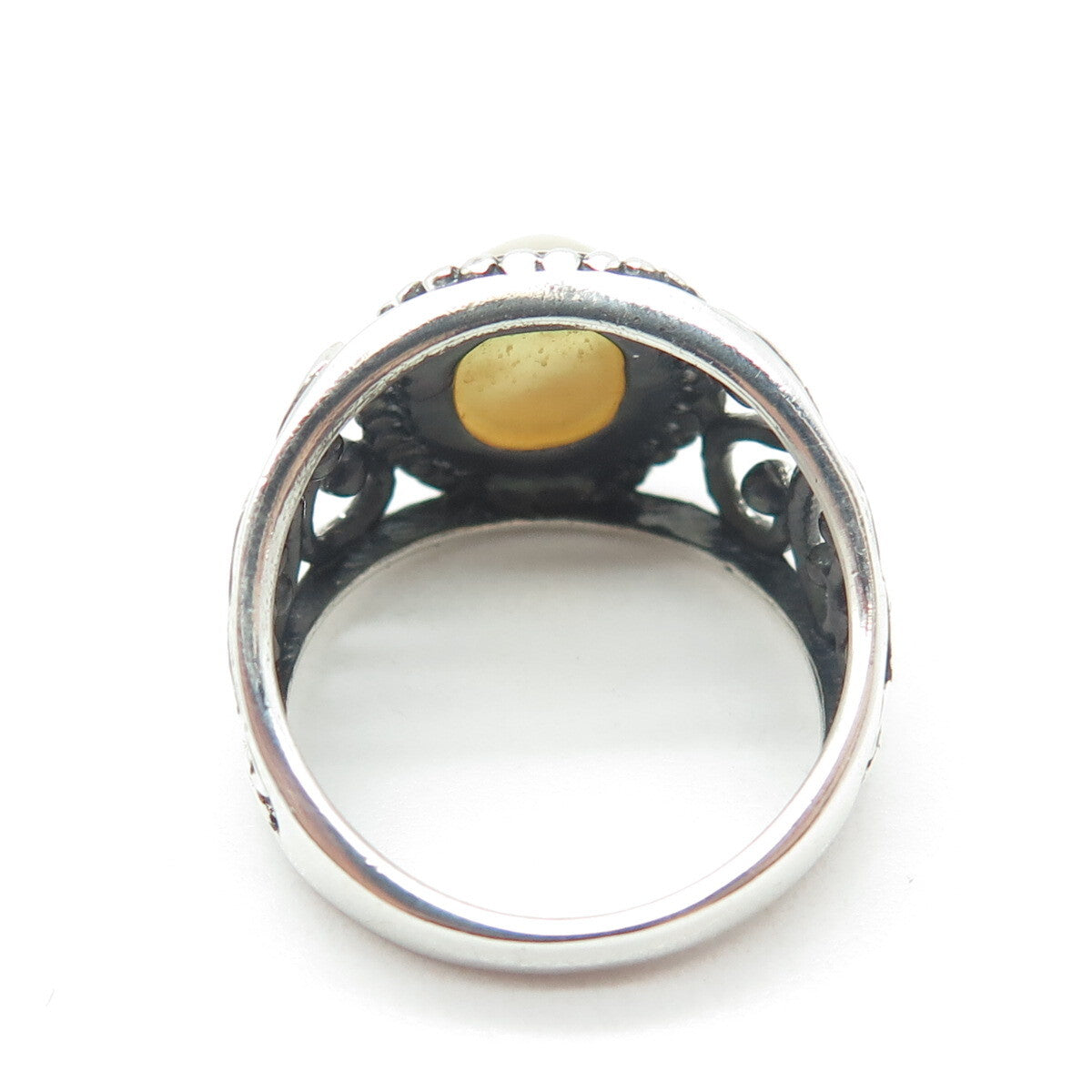 RJ GRAZIANO 925 Sterling Silver Vintage Mother-of-Pearl Swirl Ring Size 8.25