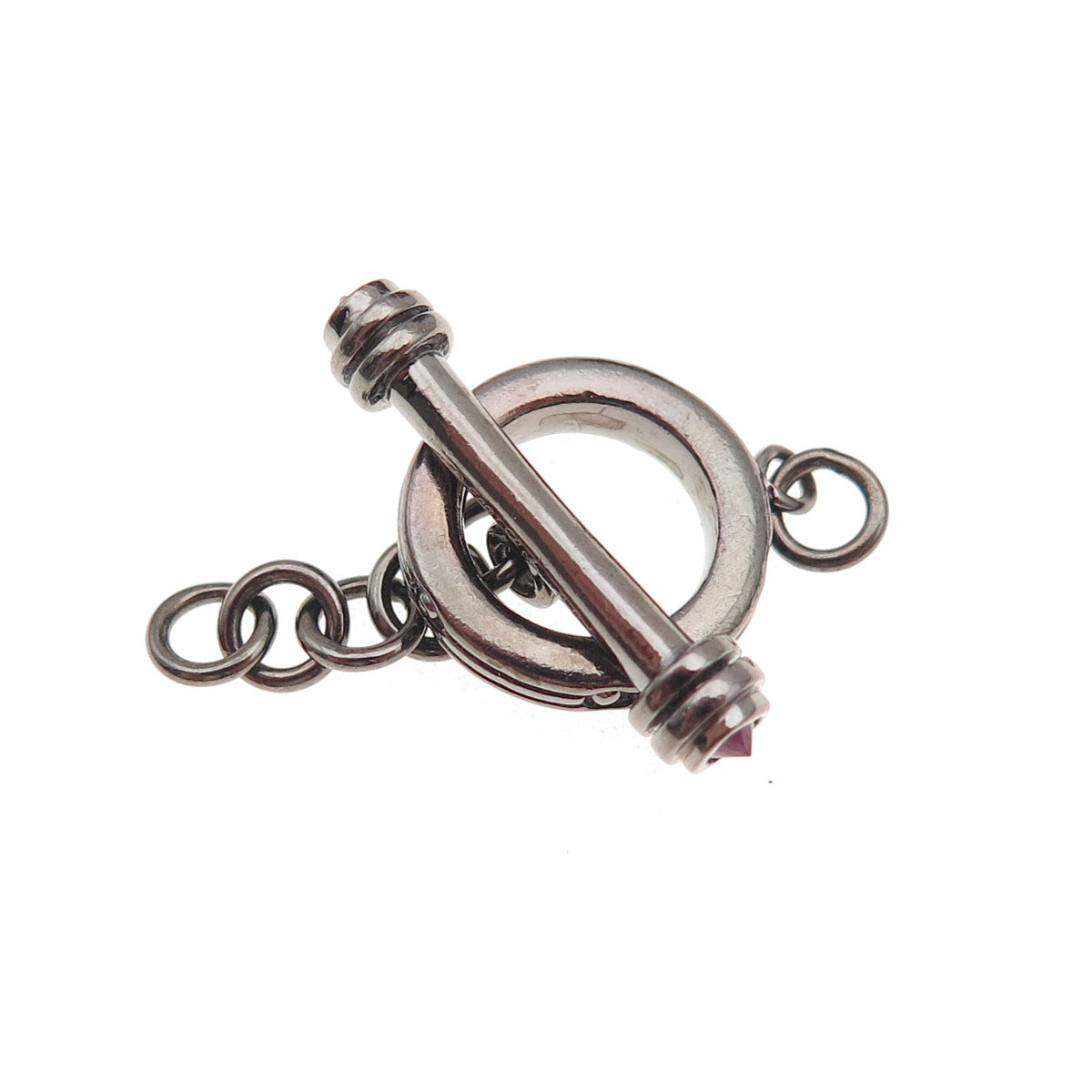 Jolusa Sterling Silver Black Rhodium Ruby Bracelet / Necklace Toggle Lock Clasp